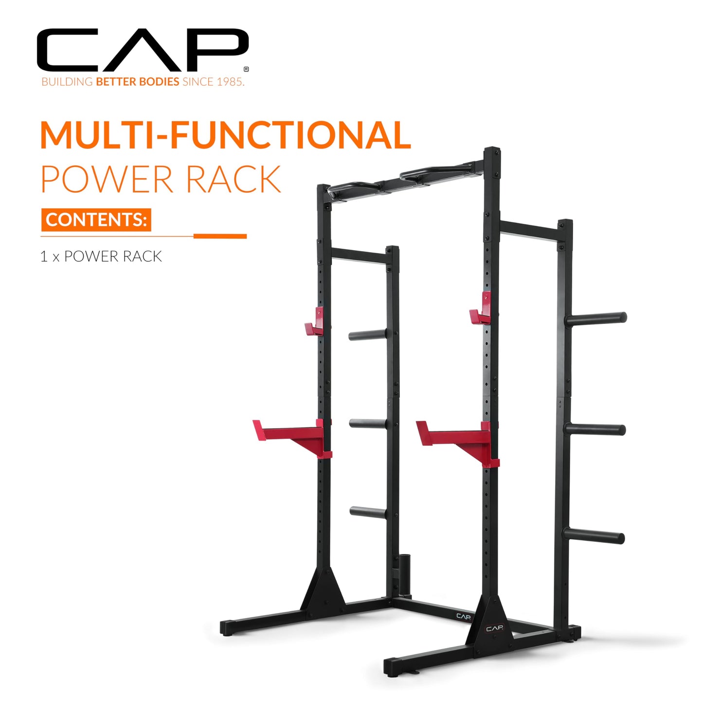 Cap Power Rack with Pull Up Bar & Attachments - Squat Rack & Strength Training Power Cage for Home Gym - Blue