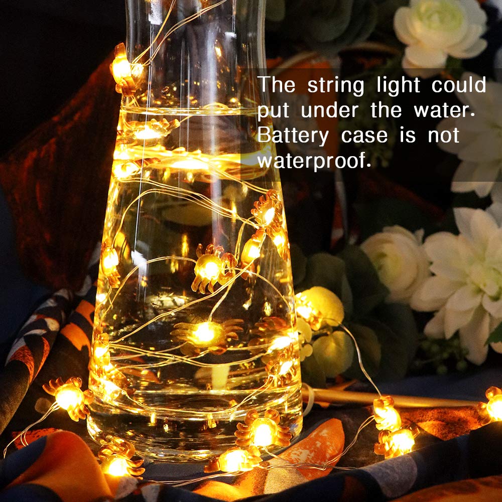 LED String Lights Crab Sea Beach Theme 10ft 30 LEDs Battery Operated Copper Wire Night Light Waterproof Indoor Bedroom Children Girls Room Wall Décor Party Decorations