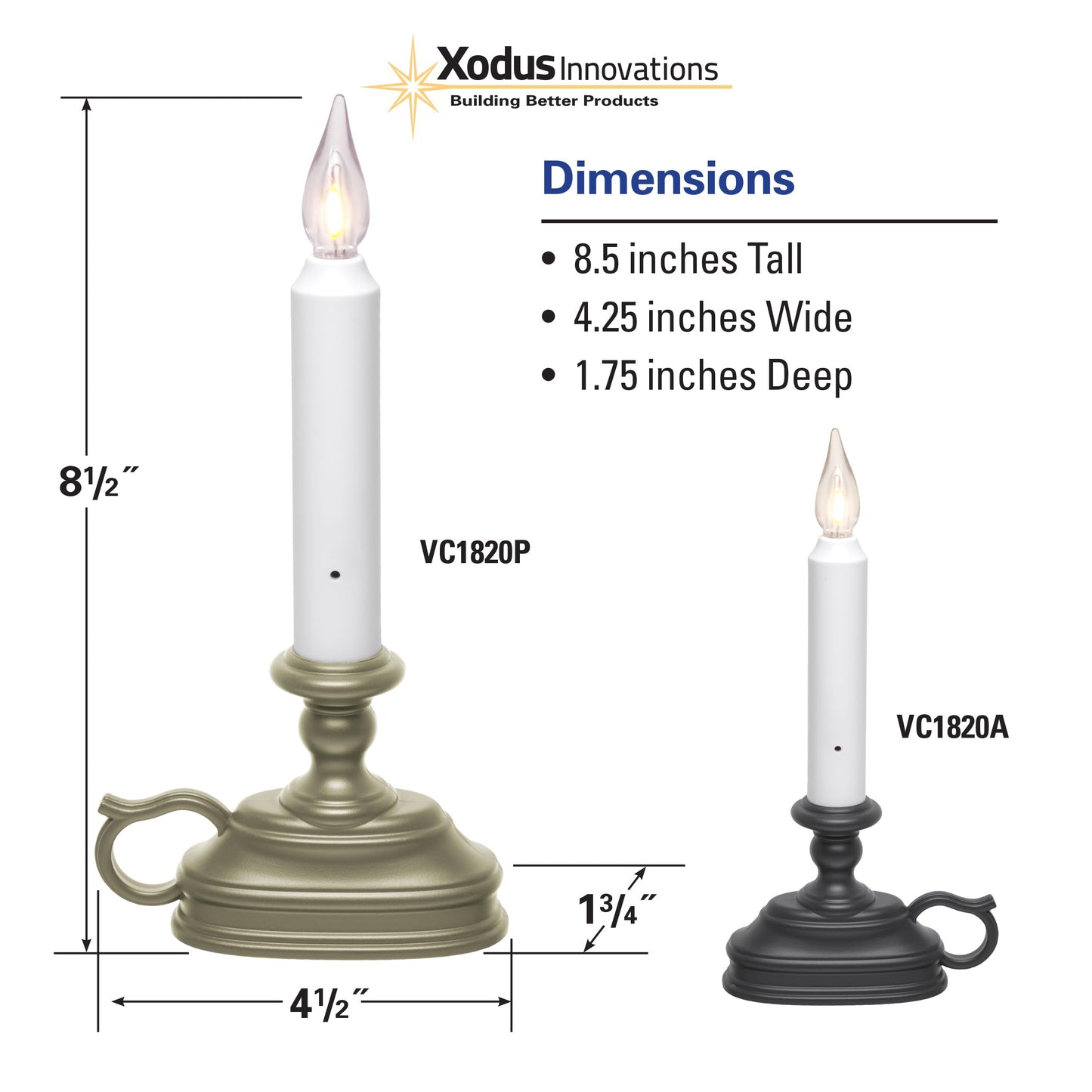 VC1820A 8.5 inch Battery Operated Vintage Filament LED Flameless Window Candle with Dusk to Dawn Timer and 3 Flame Settings, Antique Bronze/Black