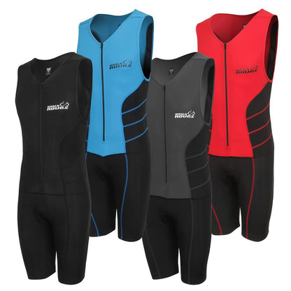 Deux Roues Youth Triathlon Suit Racing Tri Cycling Skin Suit Bike Swim Run - Bonus Race Bib Belt (Red, Youth 14)
