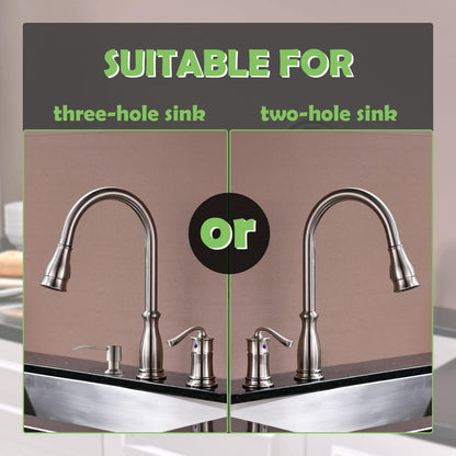 APPASO 3 Hole Kitchen Faucet with Pull Down Sprayer, Kitchen Faucets with Soap Dispenser, 3 Pieces Kitchen Sink Faucet with Separate Handle, Matte Black Kitchen Faucet 3 Hole, 218MB
