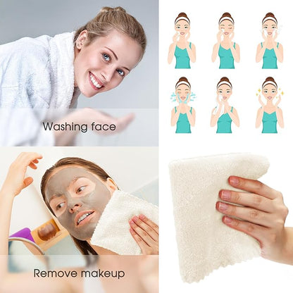 Syhood 12 Pieces Face Wash Cloth 12 x 12 in Makeup Remover Cloths Towel Coral