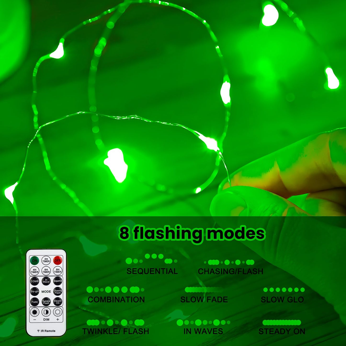 HXWEIYE 300LED Fairy Curtain Lights, 9.8x9.8Ft USB Plug-in 8 Modes Christmas String Hanging Lights with Remote for Bedroom Backdrop Wedding Indoor Wall Decor, Green, Standard – 1 Pack