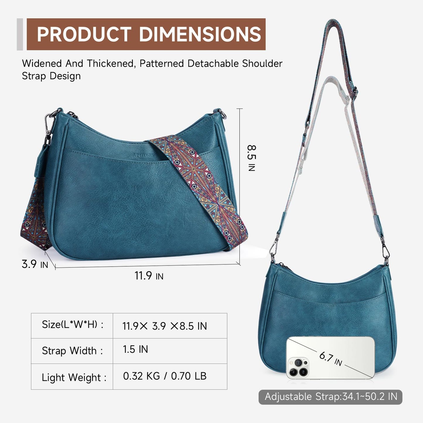 APHISON Crossbody Bags for Women Trendy, Leather Crossbody purse with Adjustable Strap, Women's Crossbody Shoulder Handbags