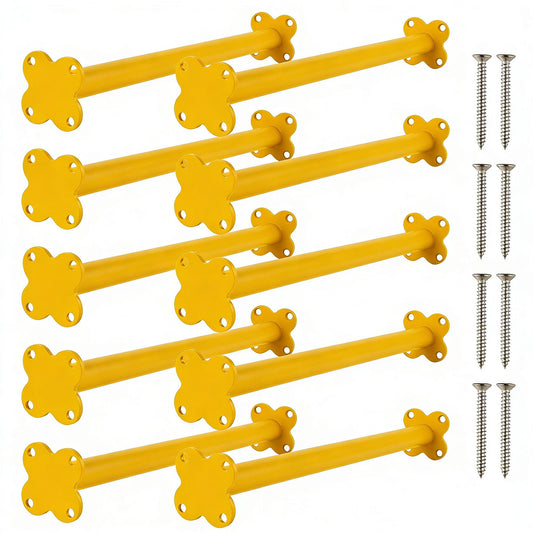 10 Pack Steel Monkey Bars Ladder Rungs 16.5 Inch with Screws Hardware Kit, Monkey Bars for Backyard & Swing Sets for Backyard, Indoor Outdoor Climbing Equipment for Playground Swing Set (Yellow)
