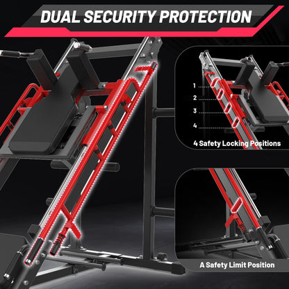 GarveeLife Leg Press Hack Squat Machine, 2 in 1 Leg Press Machine for Home Gym with Linear Bearing, Specialty Hack Squat Machine with Calf Block for Full Lower Body Workout, Red