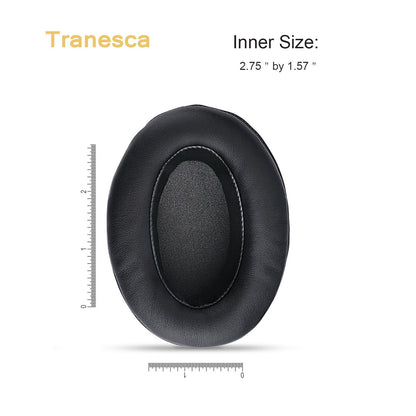 Tranesca Leather Replacement earpad/Ear Cushion/Ear Cover for ATH M50X, SteelSeries Arctis, HyperX Cloud & Alpha Big OVEREAR Headphones (Fits a Great Variety of Headphones) - Black