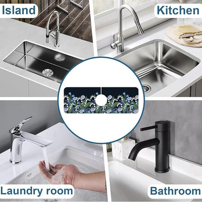 Blooming Lilies Kitchen Sink Splash Guard Faucet Mat Valley Lilies Flowers