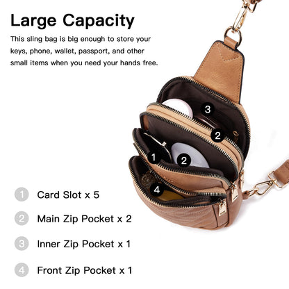 Telena Crossbody Sling Bags for Women, PU Leather Fanny Packs Cross Body Bag for Woman