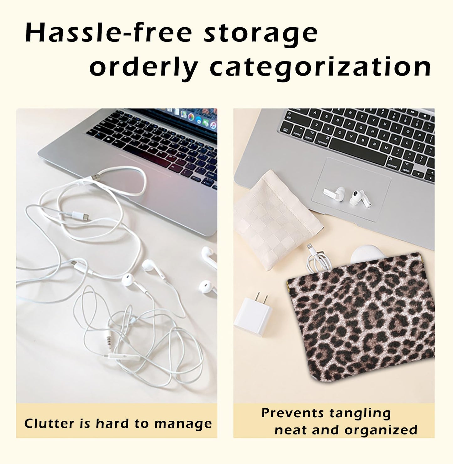 HIGH FIT Leather Pocket Cosmetic Bag for Purse,Coin Purse Lipstick Cosmetic Accessories Organizer, Travel Kit Storage Pouch,Waterproof Portable No Zipper Self-closing (Leopard print)