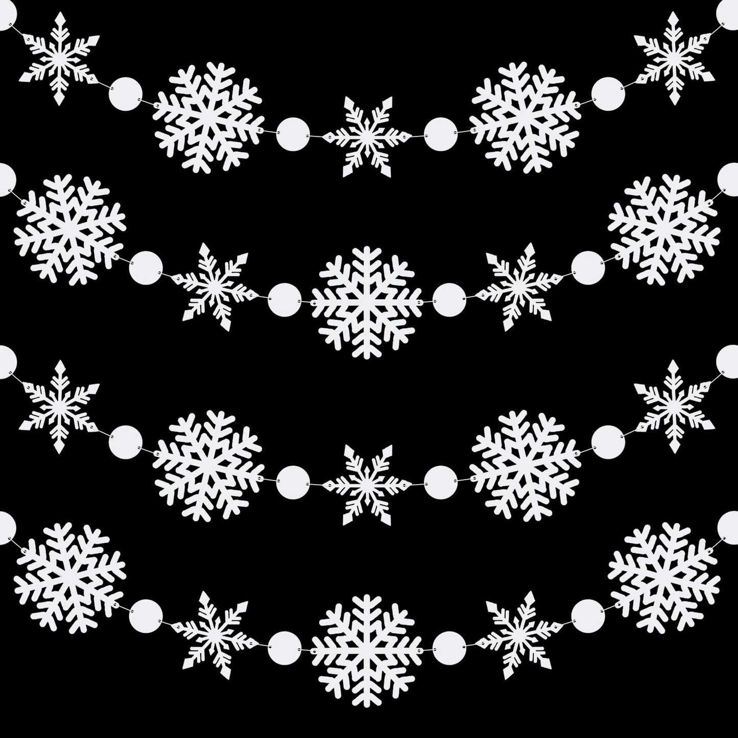Jansun 4 Pack Winter Snowflake Felt Garlands, 32.8 Feet Christmas Tree Decorations White Snowflake Garland Ornaments for Winter Home Outdoor Party Hanging Decor Supplies