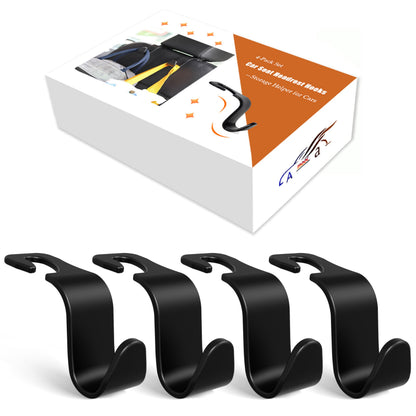 Amooca 4-Pack Car Headrest Hooks Vehicle Storage Organizer for Purses Handbags Groceries Backpack Coats –Holds 55lbs 360° Rotating Black