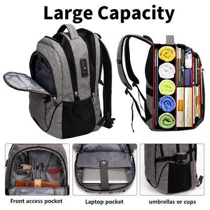 SHRRADOO Anti Theft Laptop Backpack Travel Backpacks with usb Charging Port for Women Men High School College Backpack Computer Bag Fits 17 Inch Laptop,Black