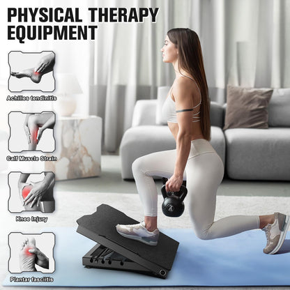 YONKFUL Steel Slant Board Calf Stretcher, 600 Lbs Weight Capacity 5-Level Adjustable Incline Board Squat Wedge Achilles Ankle Stretcher Non-Slip Surface for Squat, Fitness, Physical Therapy, Black