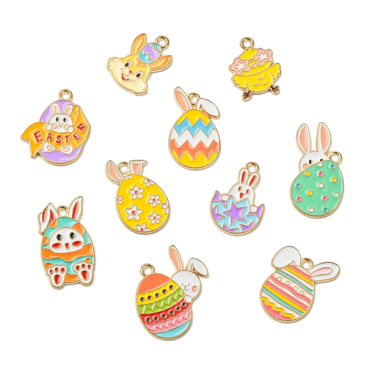Stiesy Enamel Easter Charms 27Pcs Easter Egg Rabbit Charm Bulk Cute Animal Jewelry Pendants for Jewelry Making Crafts Bracelets Necklaces DIY Gifts