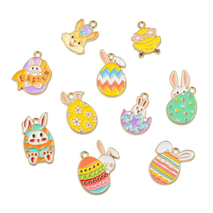 Stiesy Enamel Easter Charms 27Pcs Easter Egg Rabbit Charm Bulk Cute Animal Jewelry Pendants for Jewelry Making Crafts Bracelets Necklaces DIY Gifts