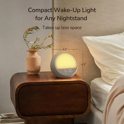 HOUSBAY MINI Sunrise Alarm Clock with Sound Machine, Rhythm Wake-Up Light, White Noise for Sleeping, Compact Phone-Free Bedrooms Clock, Putty