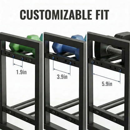 Kynbnire Dumbbell Rack, Adjustable 2-Tier Weight Rack for Home Gym, Compact Small Dumbbell Storage Rack for Dumbbells, Kettlebells and Weight Plates