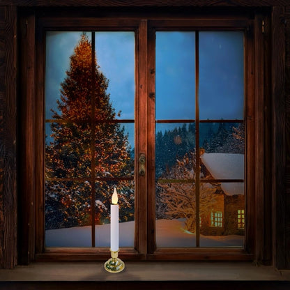 Brite Star Battery Operated 10-Inch LED Candles - Steady Burn Flameless Chatham Candles With Gold Base, Timer & Suction Cup - Perfect for Indoor Window, Outdoor Patio Home Decor- 2 Pack