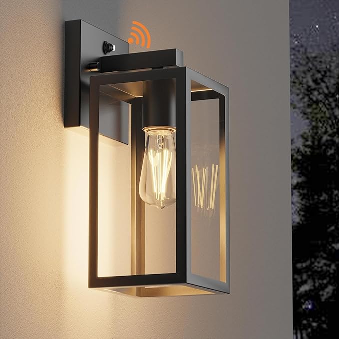 Kalium Dusk to Dawn Porch Outdoor Light, Wall Light Fixtures Waterproof Exterior Wall Sconce Light Fixture with E26 Base for Patio Entryway Hallway (Bulb not Included)