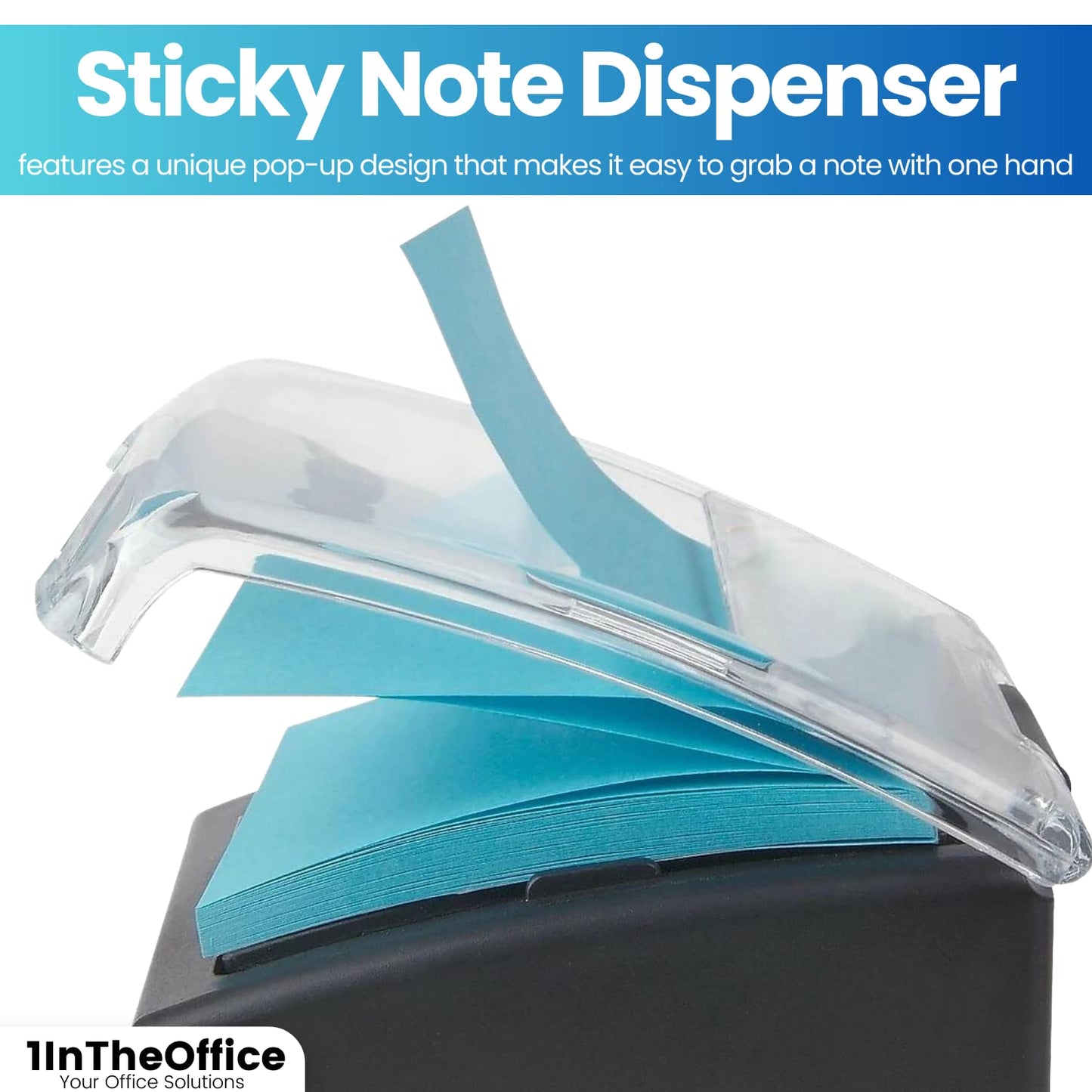 1InTheOffice Pop-Up Note Dispenser, Sticky Note Dispenser, Self-Stick Note Pad Holders, 3x3, Black, 1 Pack
