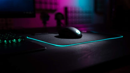 ROCCAT Sense Aimo RGB Illumination Gaming PC Mousepad, Non Slip Back, Computer Mouse Pad, Soft PC Gaming Desktop Mat with Stitched Edges, Owl Eye Sensors, Black, Medium