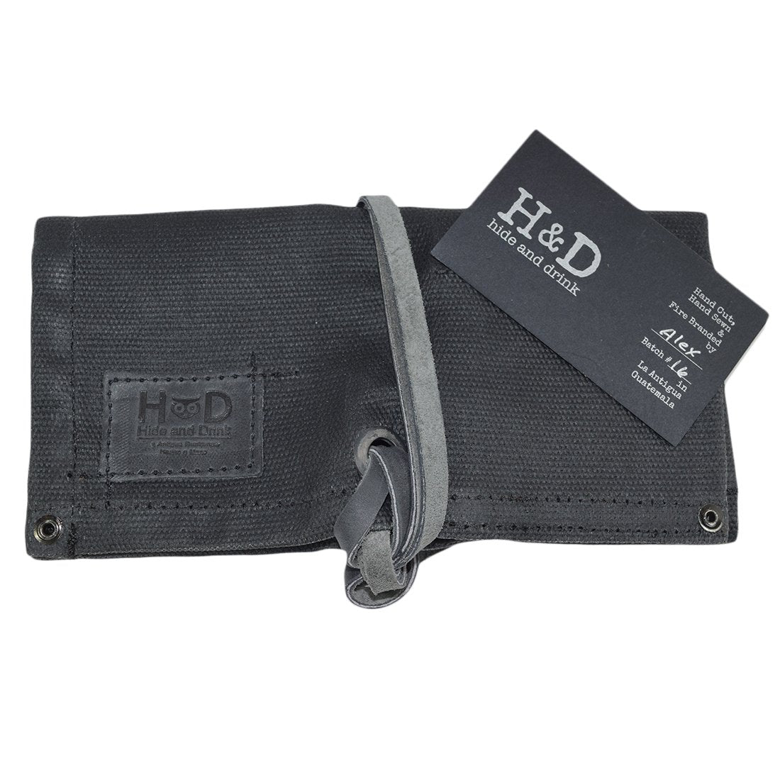 Hide & Drink, Waterproof Waxed Canvas Travel Watch Roll Organizer with 4 Slots, Easy Carry On Watchlover Storage, Handmade Travel Case, Charcoal Black