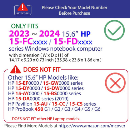 mCover Case Compatible ONLY for 2023-2024 15.6-inch HP Laptop 15-FCxxxx / 15-FDxxxx Series Windows Notebook PC (NOT Fitting Any Other HP Laptop Models) - Aqua