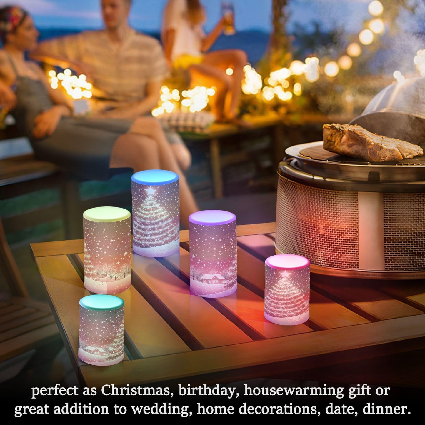 Eionryn Christmas Tree Snow House Flameless Candles Battery Operated LED Candles with Remote Timer Electric Candles for Home Party Decor 2pcs