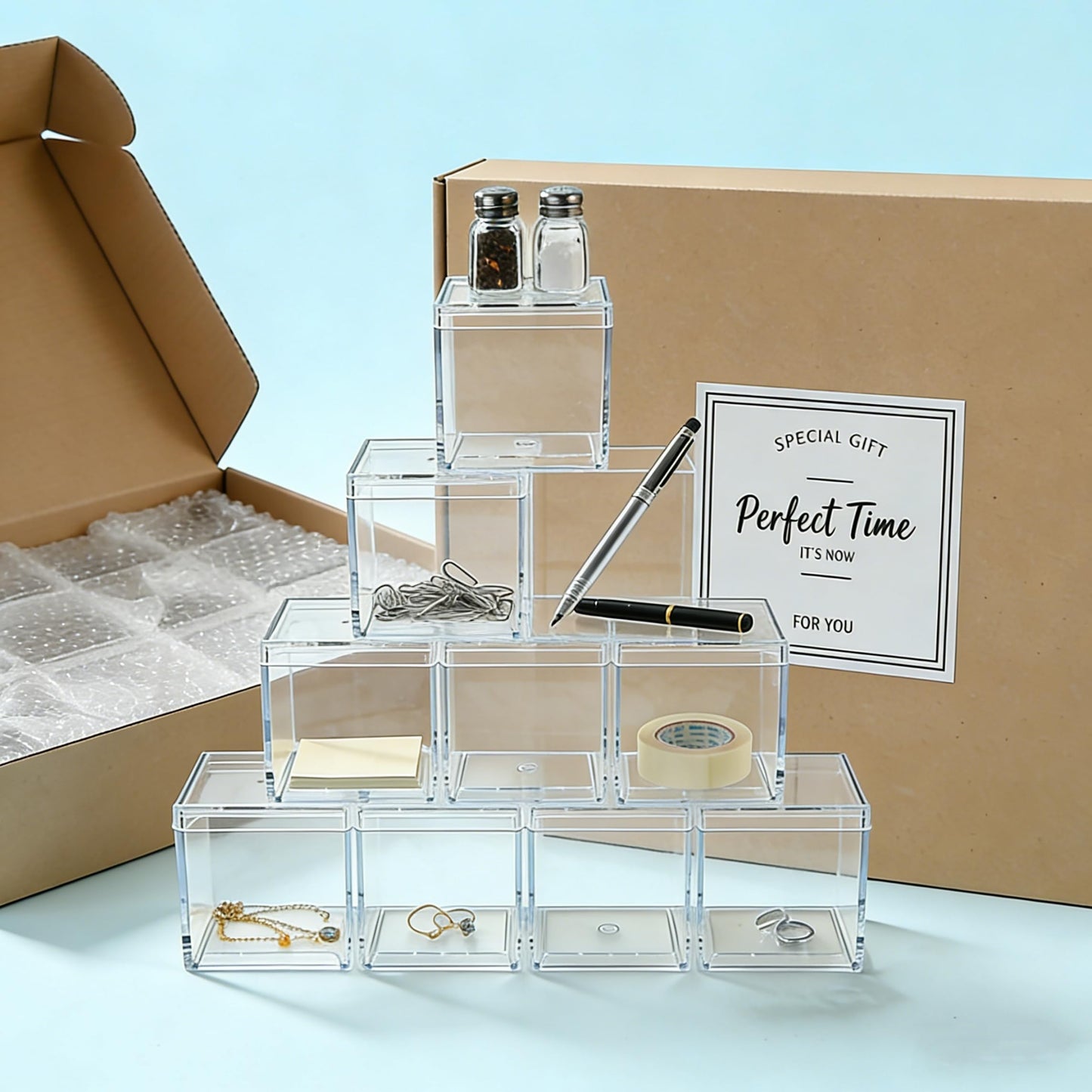 KissYou Acrylic Box Clear Boxes with Lid 12 Packs Small Candy Box Display Square Cube Wedding Graduation Party Decorations Jewlry Gift Box