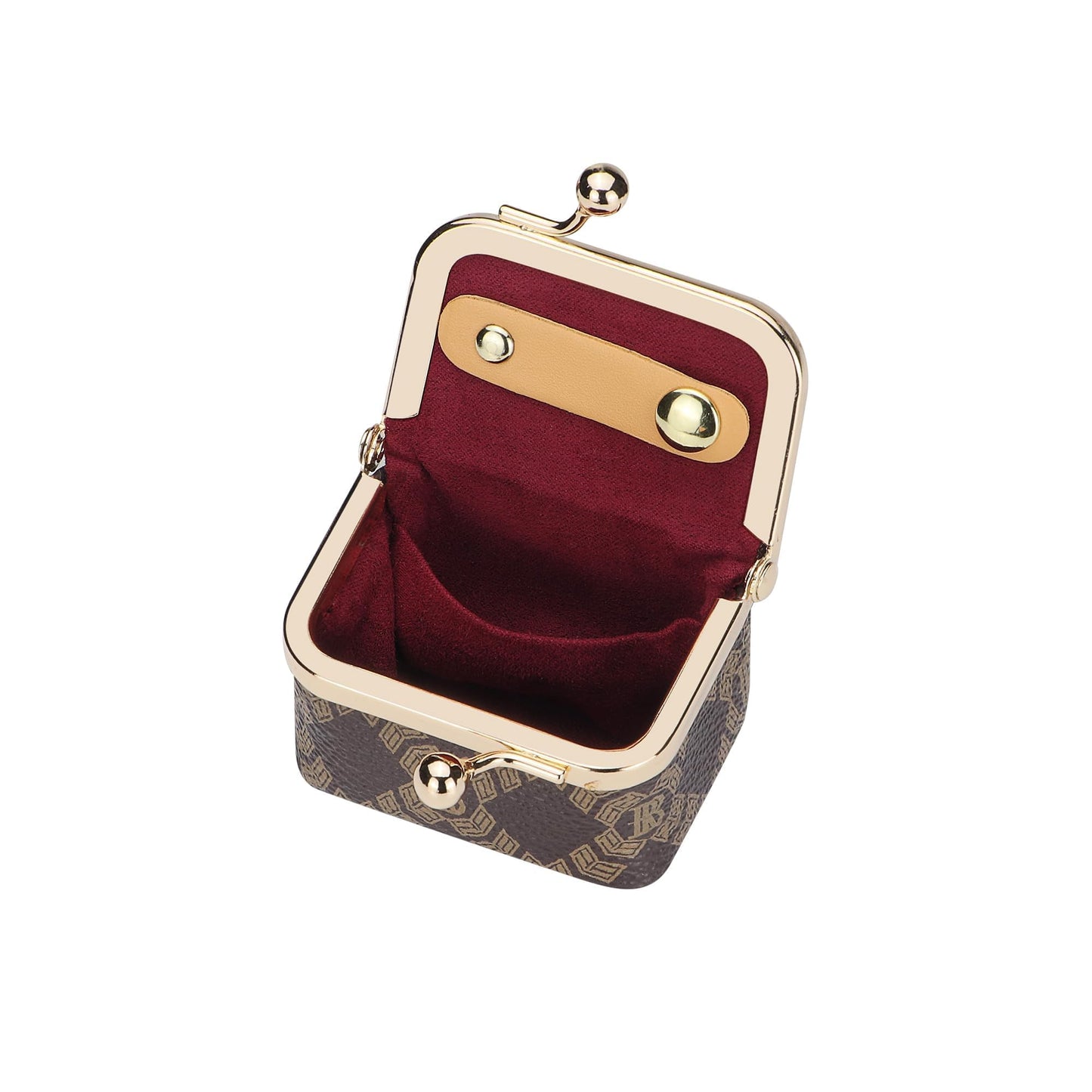 Royal Bagger Genuine Cow Leather Mini Jewelry Box Women's Coin Purse Solid Color Kiss Lock Change Pouch Casual Style Small Storage Bag for Women 1894 (Dark Blue 6894)