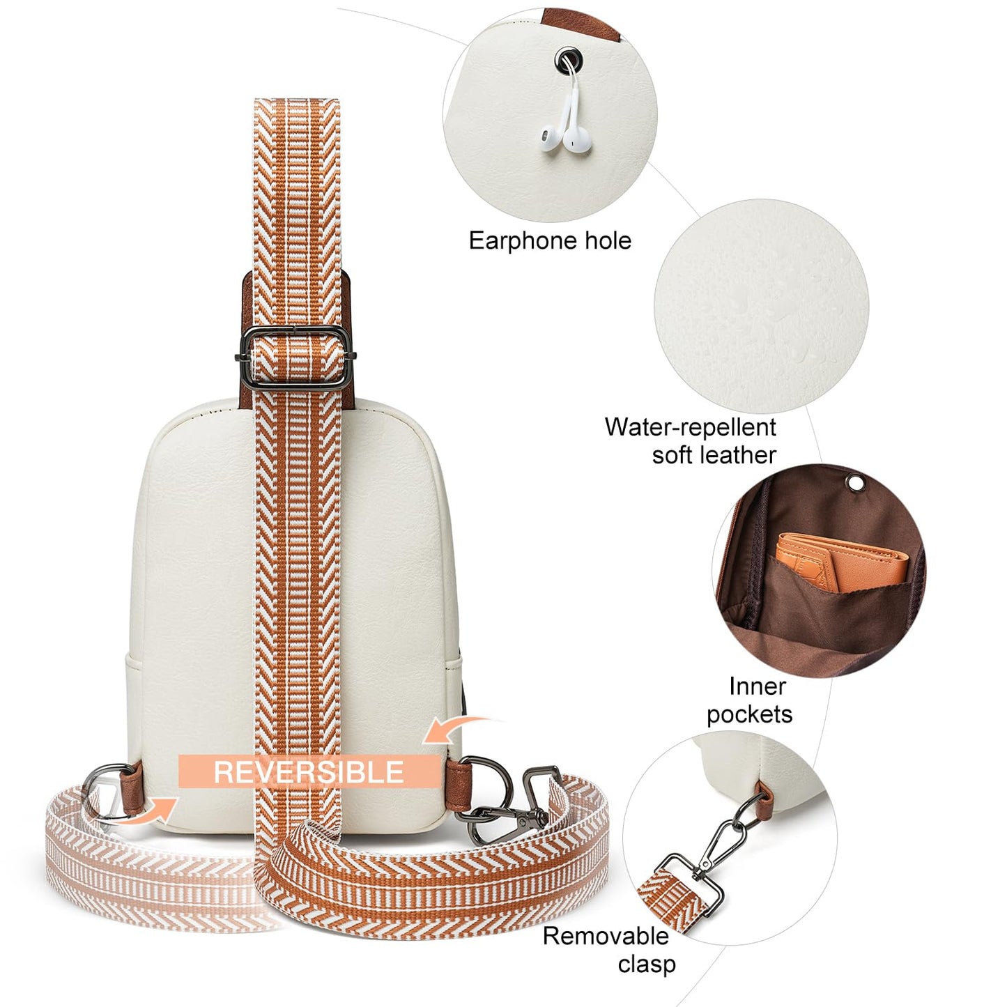 LATMAP 3L SMALL Sling Bag Fanny Packs For Women Men Mini Crossbody Chest Belt Travel Bag Purse Handbag Faux Leather Fashion Cute Beige