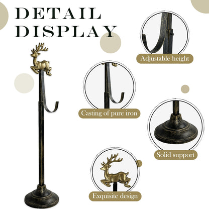 Linton Arts Adjustable Cast Iron Reindeer Wreath Stand – Front Door Wreath Hanger & Display Hook,Wreath Stands for Display, Hats & Ornaments, Christmas Holiday Doorway Decor【wreath stand】
