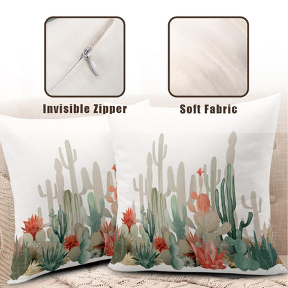 Wnoesat Cactus Throw Pillow Covers Tropical Plants Cactus Decorative Pillow Cases 18x18 Set of 2 Desert Green Succulent Prickly Pear Pillowcase Summer Outdoor Cushion Cover for Home Couch Sofa