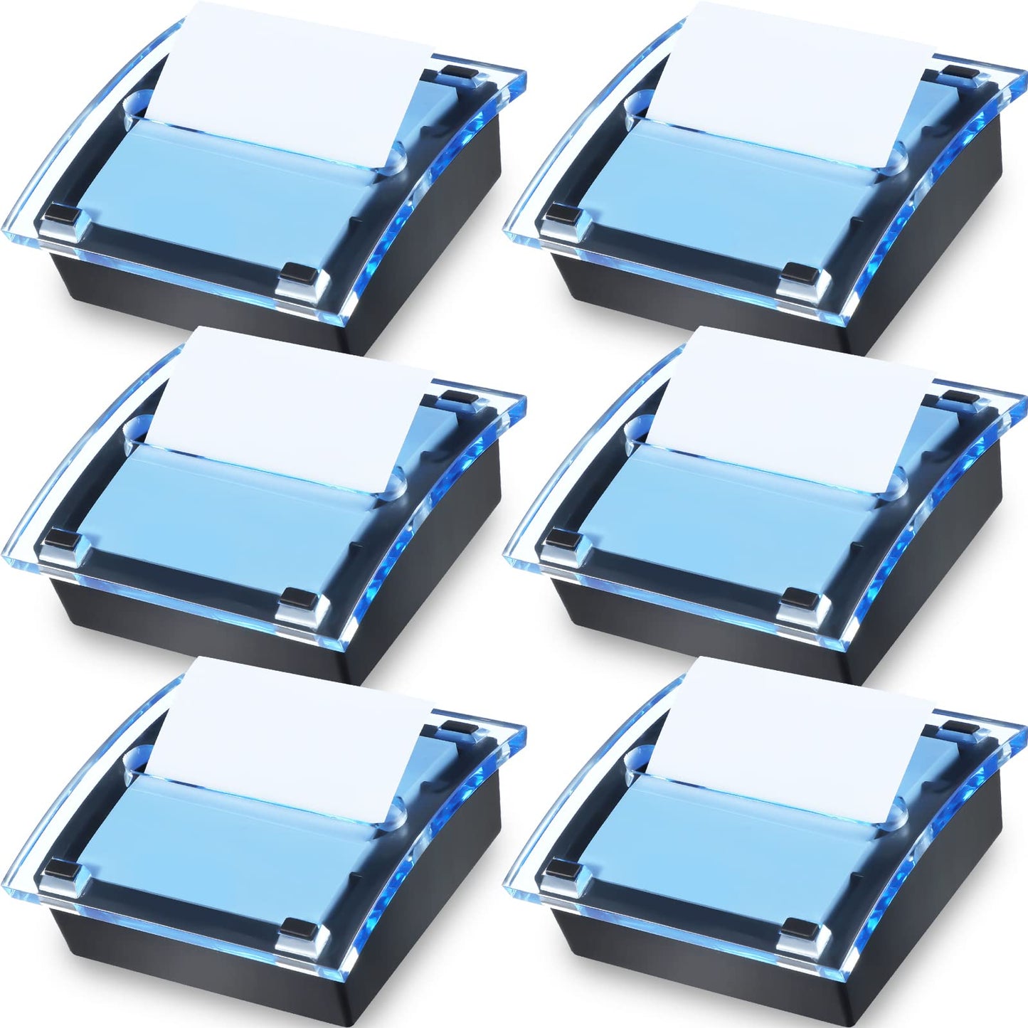 Mimorou 6 Pcs Pop Up Note Dispenser Sticky Note Holder Dispenser Posted Holder Container Black Base Transparent Top for 3 x 3 Inch Sticky School Office Home
