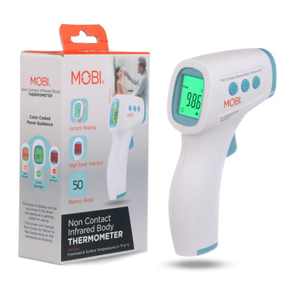 MOBI - Non-Contact Forehead Digital Thermometer with Object Temperature Mode - Touchless with High Fever Indicator - No Touch Thermometer for Baby, Kids, & Adults - Intrusive Free Readings
