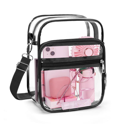 Blvornl Clear Crossbody Bag with Adjustable Shoulder Strap, Stadium Approved PVC Purse Bag, Messenger Bag