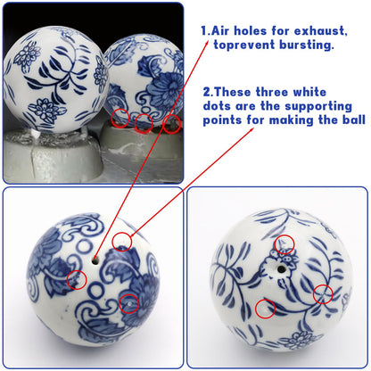 CX Mpapali 6PC Balls Ceramic - Decorative Blue Balls for Centerpiece Bowls, Tray Bowls, and Baskets. Ideal as Decorative Gifts for vases, Dining Tables, Christmas, Halloween and Wedding Party(C)