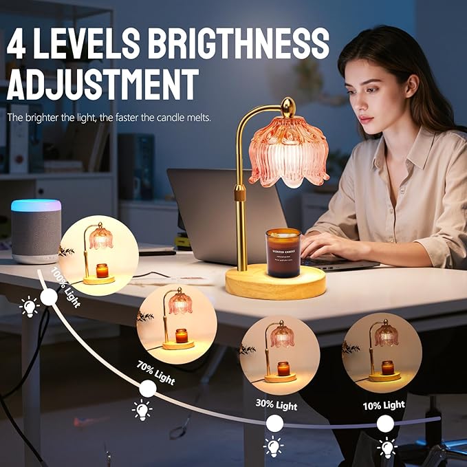 GEEZO Fragrance Candle Warmer Lamp，Electric Candle Warmer with Timer & Dimmer，Mom Christmas Birthday Gifts for Women, House Warming Gifts New Home Bedroom Decor