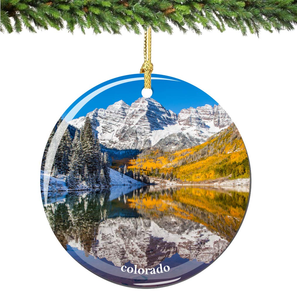 Colorado Christmas Ornament Porcelain Double Sided 2.75 Inches