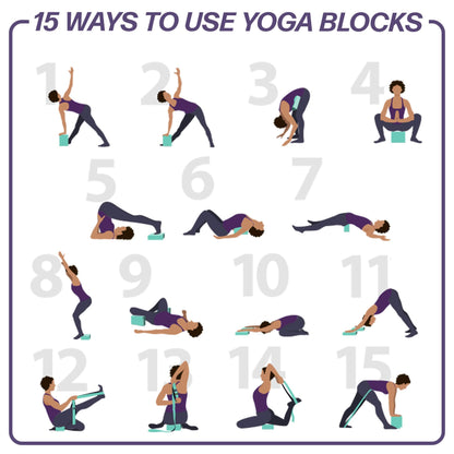 URBNFit Yoga Blocks 2 Pack - Sturdy Foam Yoga Block Set with Strap for Exercise, Pilates Workout, Stretching, Meditation, Stability - High Density Non Slip Brick, Fitness Accessories