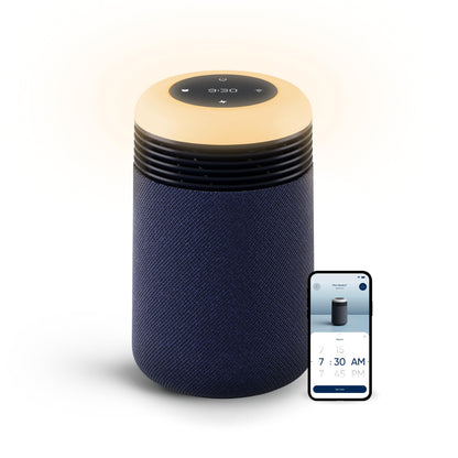 BLUEAIR Purifier for Bedroom - Mini Restful - Sunrise Clock with HEPASilent Filtration and Wake Up Light - Cleans Air and Supports Circadian Rhythm - USB-C and App Connectivity