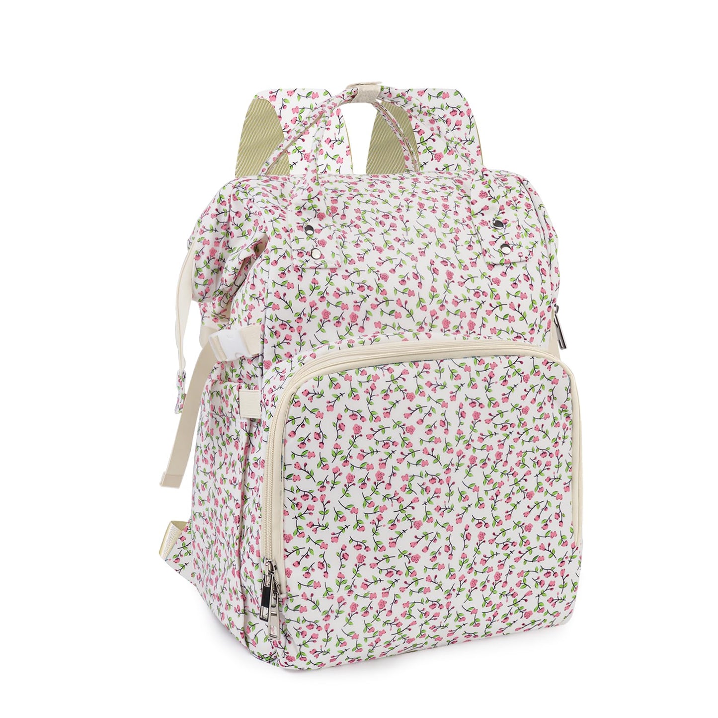 rain bunny Diaper Bag Backpack, Baby Diaper Backpack for Mom, Large Capacity Travel Nappy Bag for Boys Girls with Stroller Straps (Pink)
