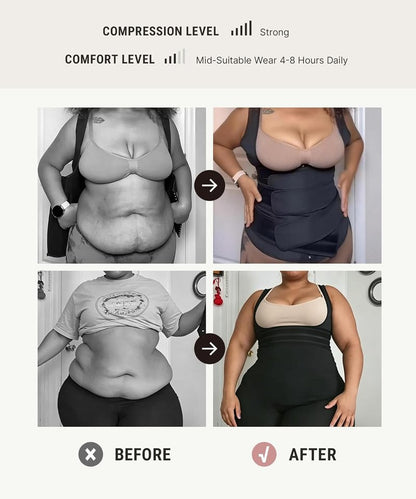 Waist Trainer for Women - Latex Waist Cincher Corset with 3 Belts & Steel Bones | Plus Size Support