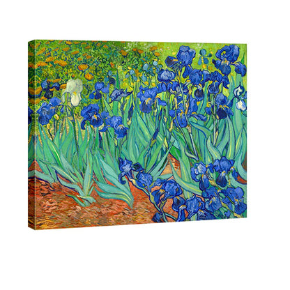 Wieco Art Irises Modern Stretched and Framed Floral Giclee Canvas Print By Van Gogh Famous Flowers Oil Paintings Reproduction Artwork Pictures on Canvas Wall Art for Bedroom Home Decorations