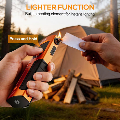 Rechargeable EDC Flashlight with Red Beam, Flat LED Flashlight with Magnetic Base and Clip, SOS&RGB Modes, Flameless Lighter, Pocket Size for Emergency, Camping, Hiking, Working