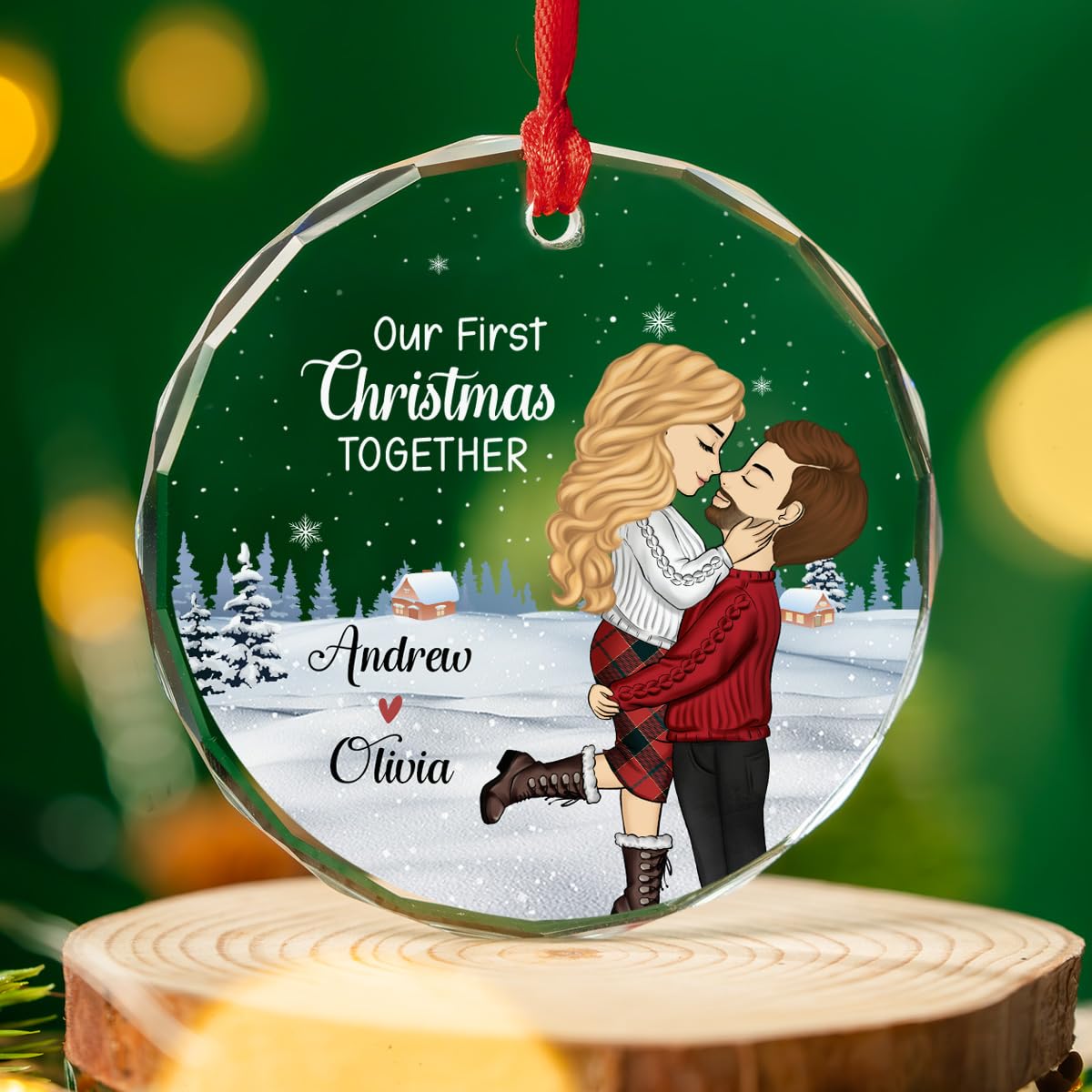 Wrappiness Our First Christmas Together 2025 - Personalized Glass Ornament New Couple Custom 1st Xmas Together Hanging Ornament Gift for Him for Her Wife Husband First Year as Mr&Mrs (A02)