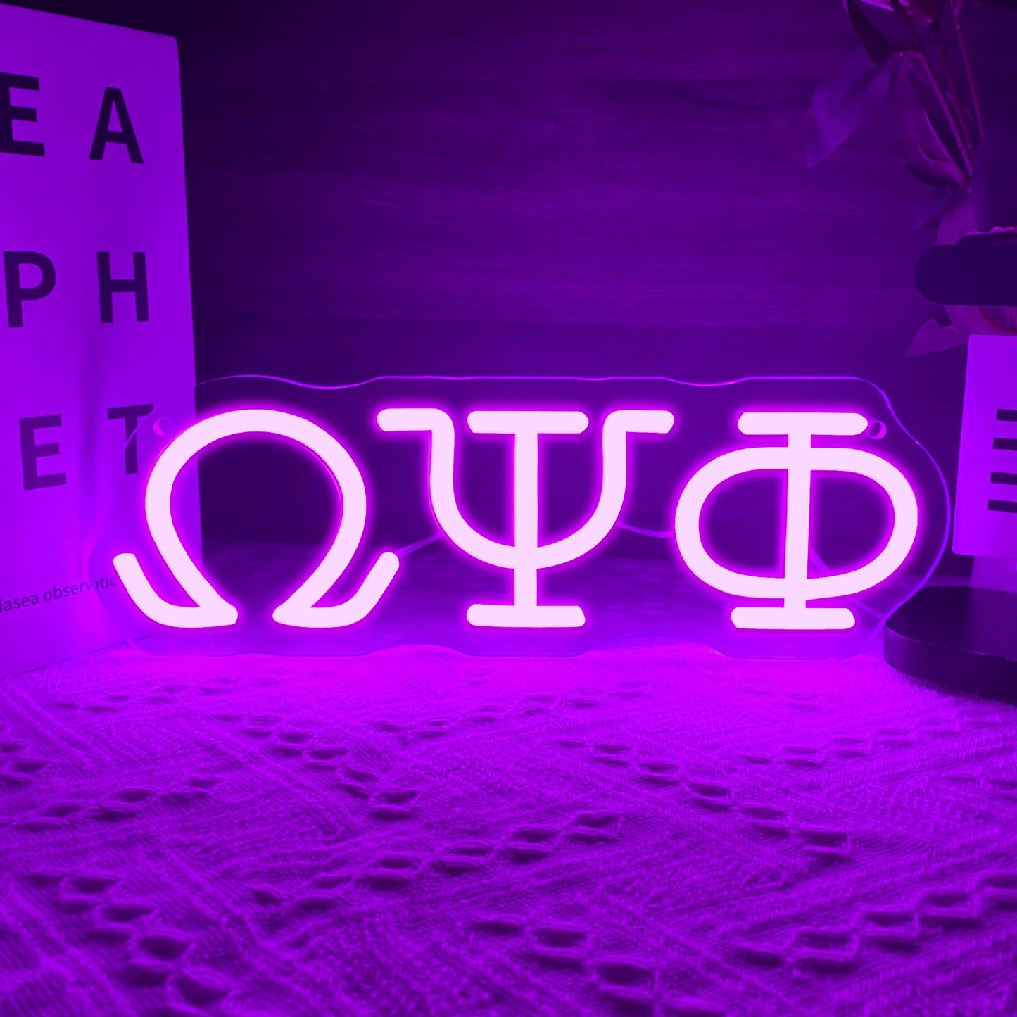 Psi Phi Fraternity Neon Signs for Wall Decor,Dimmable Led Greek Lettering Psi Phi Decor,USB Powered Fraternity Gifts for Man Cave Kids Room Bedroom Bar Birthday Gifts(11.8 * 4in）