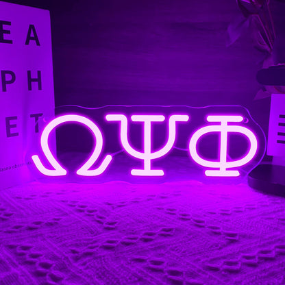 Psi Phi Fraternity Neon Signs for Wall Decor,Dimmable Led Greek Lettering Psi Phi Decor,USB Powered Fraternity Gifts for Man Cave Kids Room Bedroom Bar Birthday Gifts(11.8 * 4in）