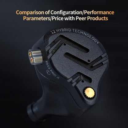KZ ZS12 PRO X in Ear Monitor IEM Headphones,1DD+5BA Hybrid Wired Gaming Earbuds,KZ in Ear Monitor Gaming Earbuds Earphones with 2PIN Cable for Audiophile (Dark Black, NO Microphone)